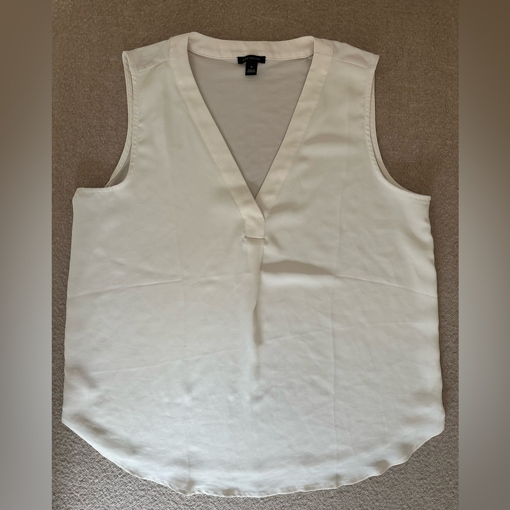 Ann Taylor Off-White V-Neck Blouse